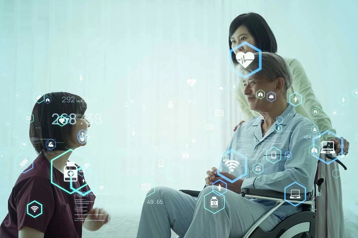 AI-in-Nursing-home-blog-Man-in-wheel-chair-with-analytics
